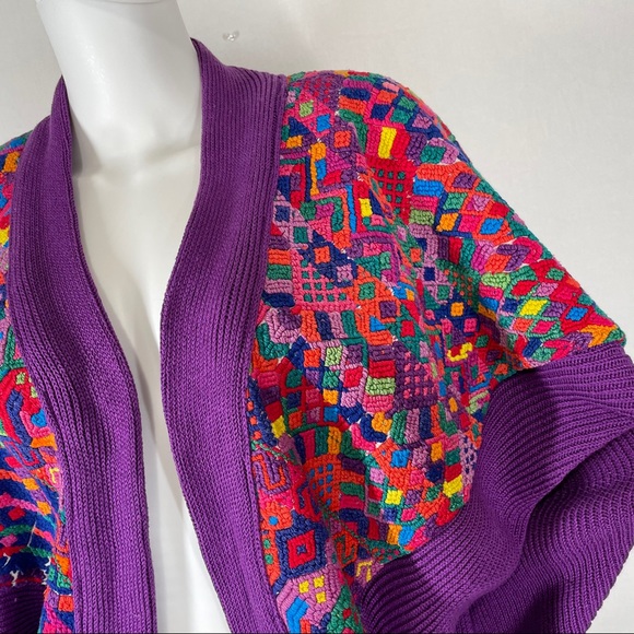 Guatemalan Cardigan Jacket Embroidered Huipil Boho - Picture 5 of 10